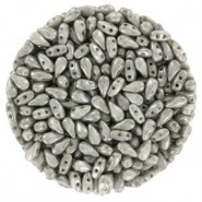 Czech DropDuo kralen 3x6mm Chalk white grey luster 03000/14449